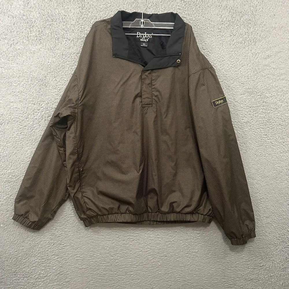 Footjoy Jacket‎ Mens Extra Large Brown Houndstooth Dryjoys Quarter Zip Golf Wind